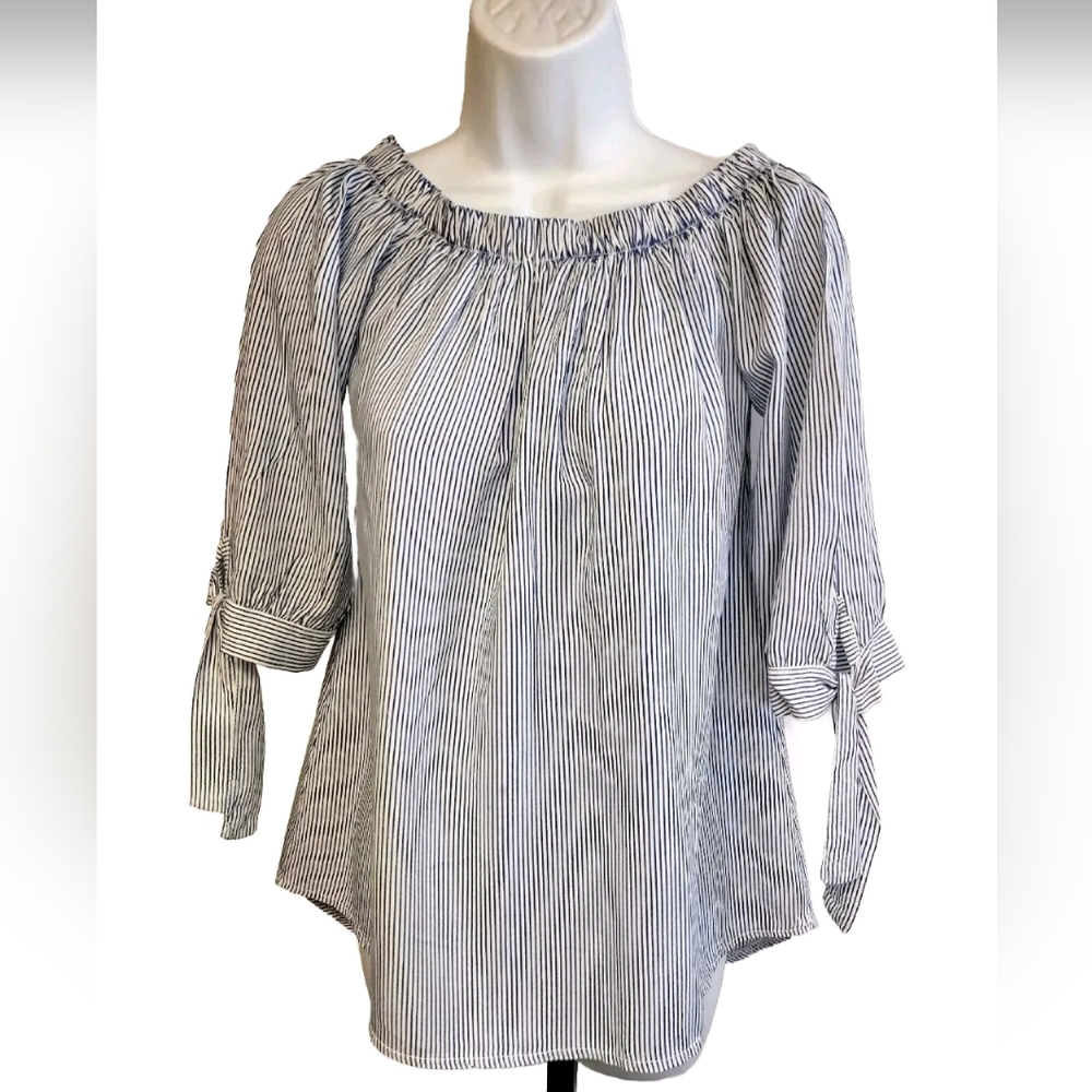 Zuiki 3/4 Tie Sleeve Pullover Striped Tunic Top 100% Viscose Made in Italy Small